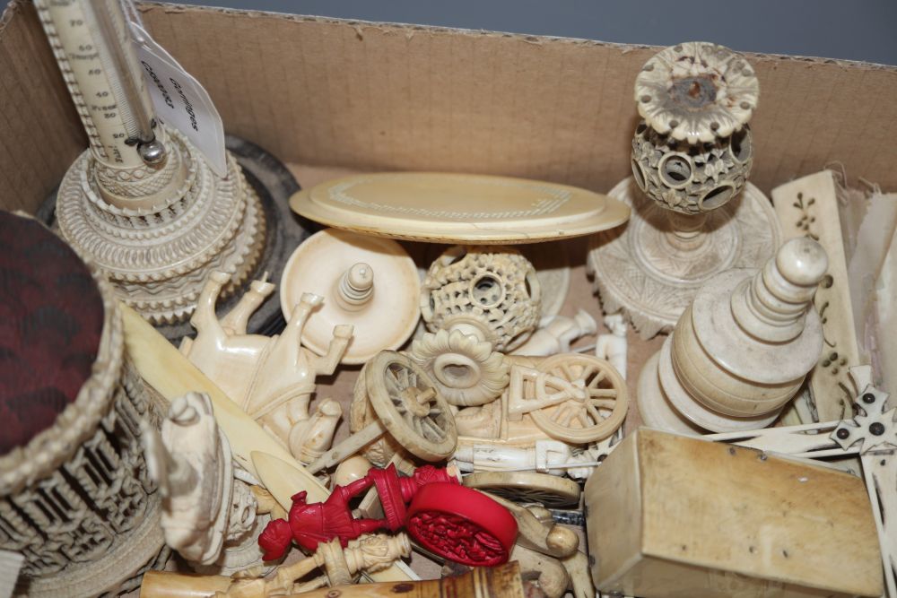 A group of 19th century ivory carvings